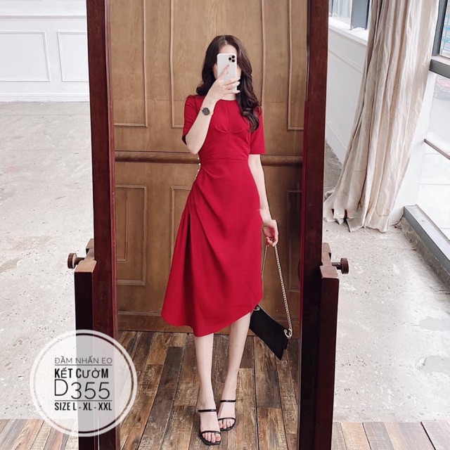 Bigsize Đầm nhấn eo kết cườm D355