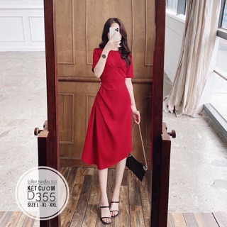 Bigsize Đầm nhấn eo kết cườm D355