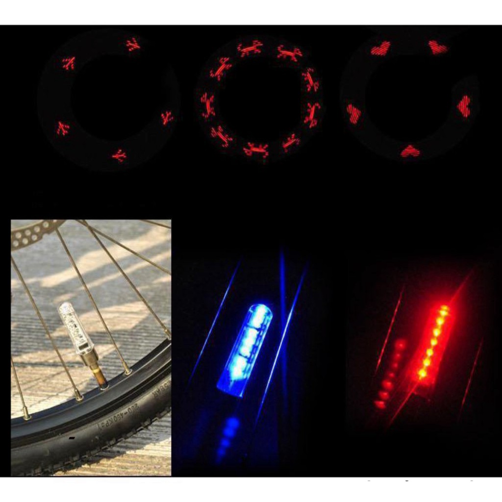 Đèn led chạy chữ gắn van xe máy, xe đạp, cơ chế rung đèn sẽ tự phát sáng và tạo chữ ngay 3413