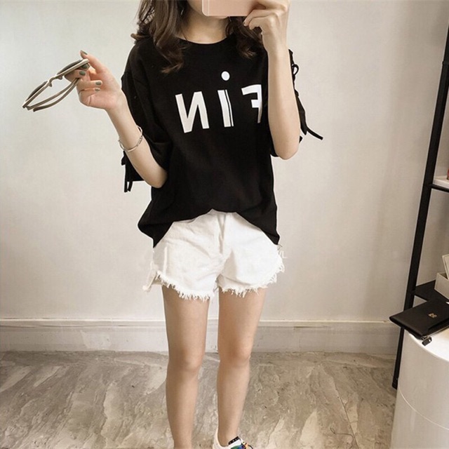 Áo thun big size tay đan dây in chữ Fin đủ size 58-90kg