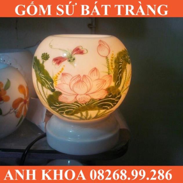 Đèn xông tinh dầu size to có kẹp đèn cao 15cm - Gốm sứ Bát Tràng Anh Khoa