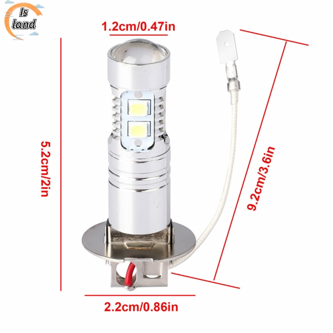 Bộ 2 Bóng Đèn Led H3 Dc 12v-24v 100w 360 Độ Ánh Sáng Trắng Cho Xe Hơi