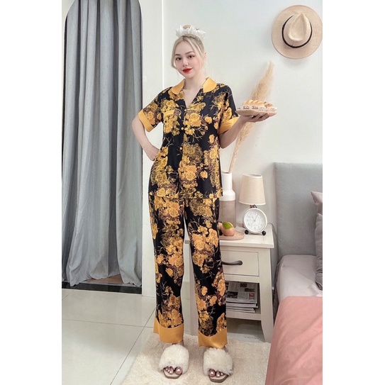 Bộ Pyjama Tay Ngắn Quần Dài Lụa Latin 2CE Cao Cấp - Awi Pyjama