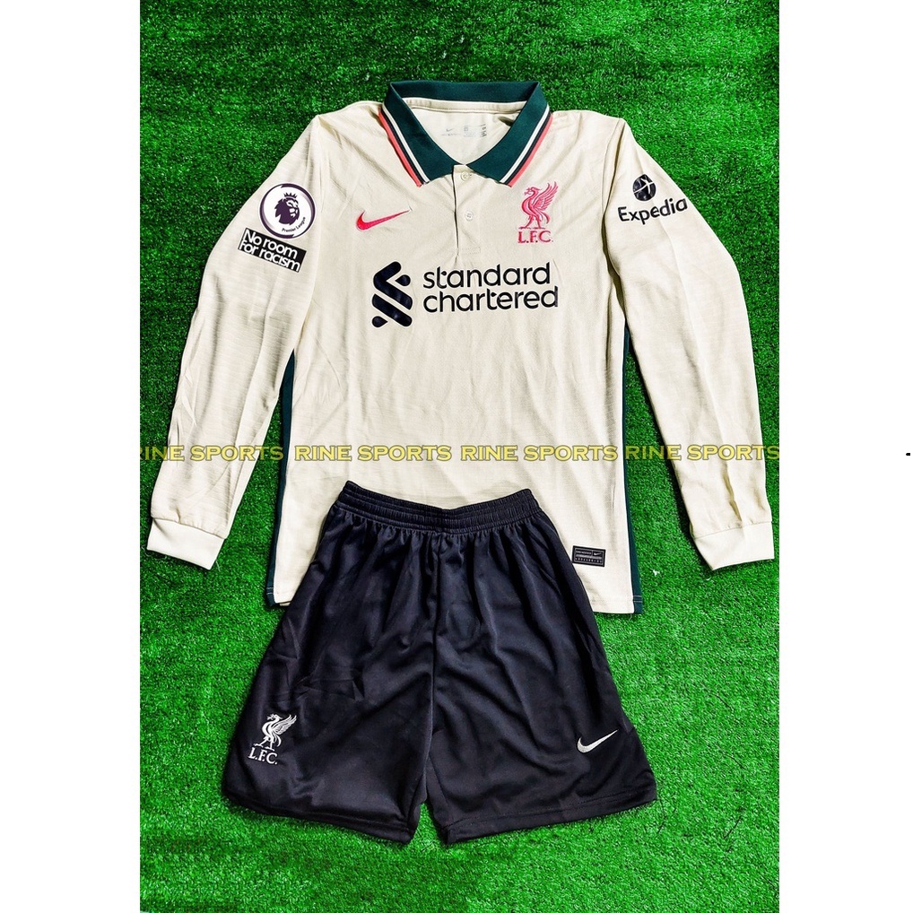 Bộ áo bóng đá liver - liverpool kem Dài Tay Hàng Super Thailand Logo Thuê toàn bộ giống thi đấu 100%