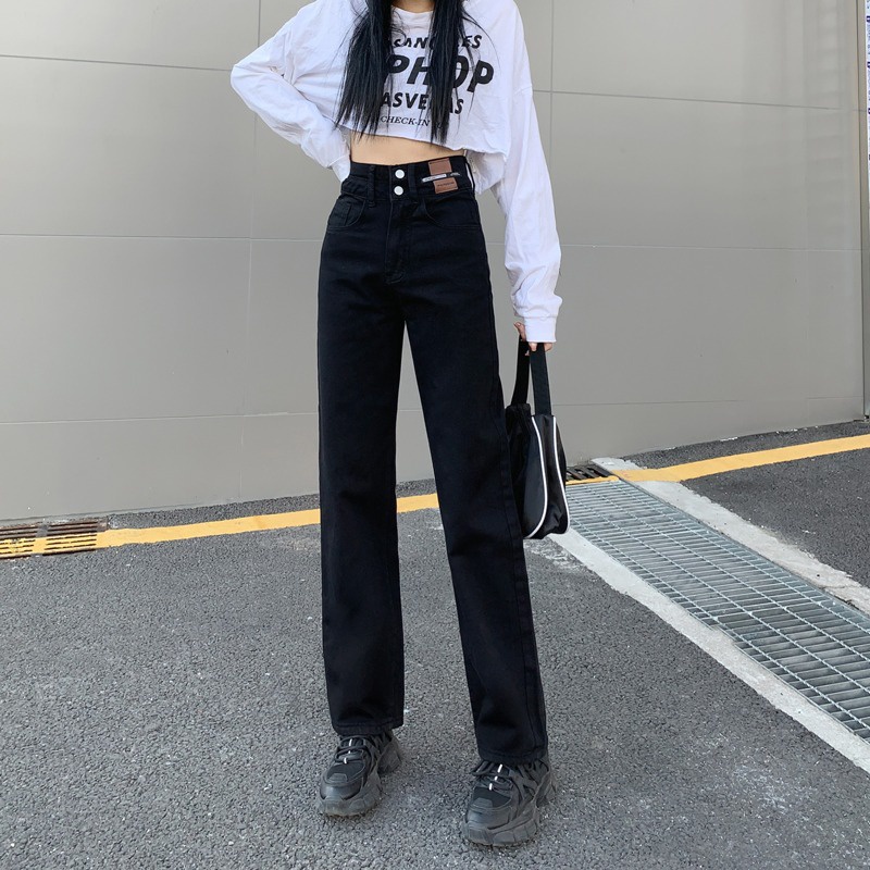 Quần Jeans Nữ Lưng Cao Ống Rộng Thời Trang Hàn Quốc