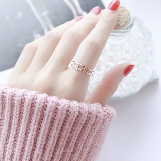 Nhẫn Nữ 2 Vòng Mảnh Đính Đá Titan Không Đen Không Ngứa Bilyshop TT 2167 Women
