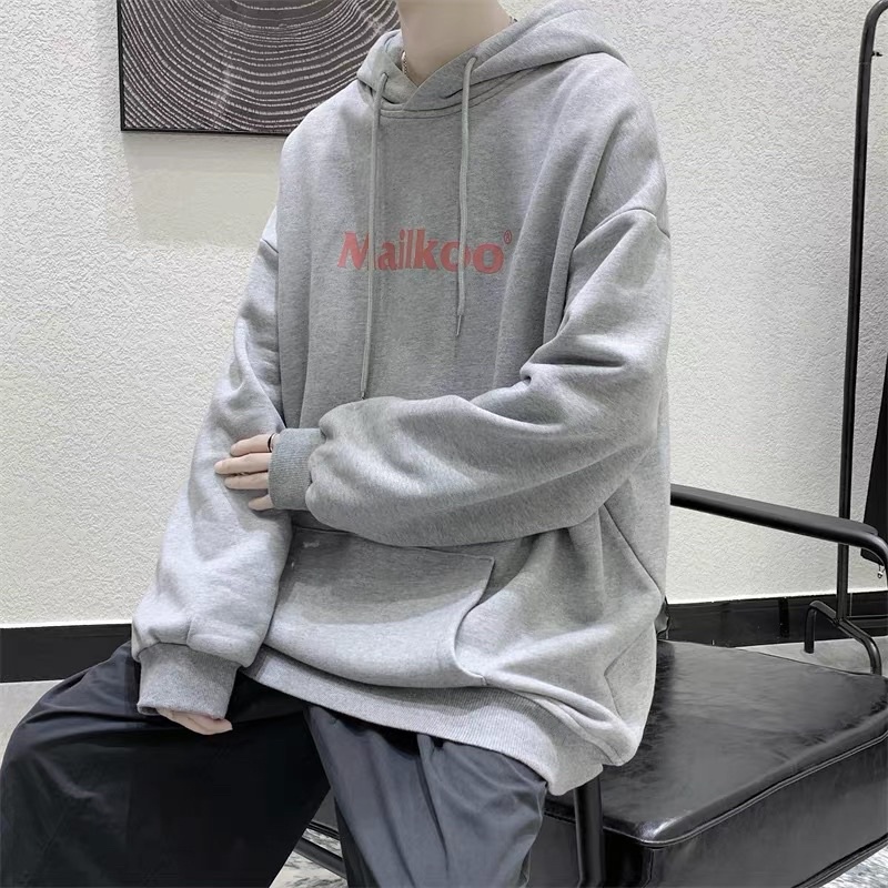 Áo Hoodie Unisex Nỉ Bông Túi Bụng Tay Dài Chữ In Mailkoo