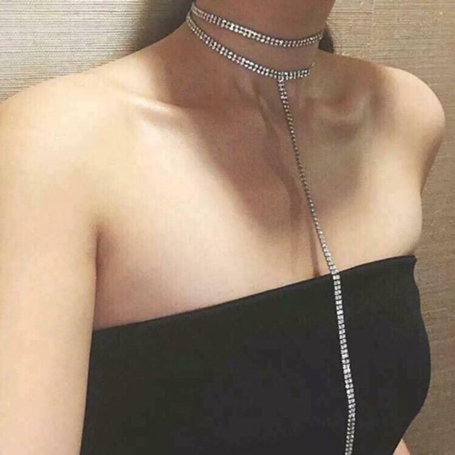Vòng cổ - chocker 2 dây đá nhân tạo