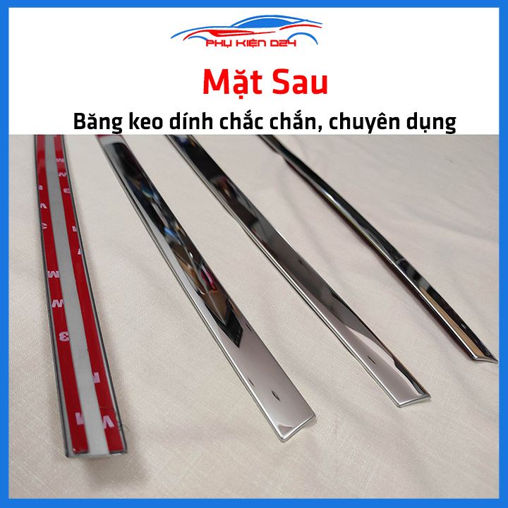 Bộ nẹp viền chân kính cong kính Hyundai i10 Hatchback 2014-2019 Inox sáng bóng chuẩn form xe