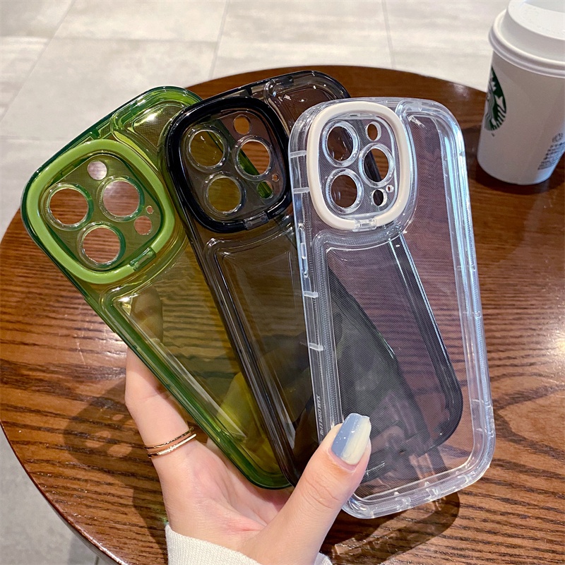 Ốp Điện Thoại Mềm Trong Suốt Có Giá Đỡ Vô Hình Cho iPhone 11 12 13 Pro Max