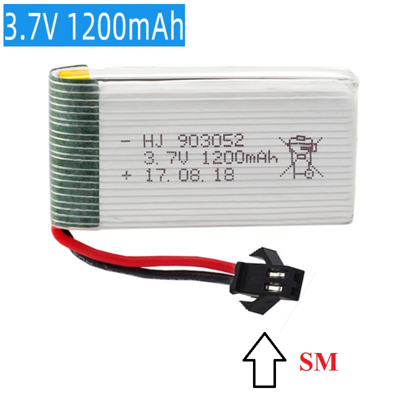 Pin sạc 3.7v 1200mah cổng nối SM dùng cho flycam máy bay điều khiển từ xa