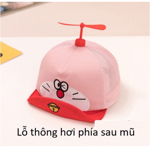 Mũ lưỡi trai thêu hình Doremon gắn chong chóng  quay dễ thương cho bé...