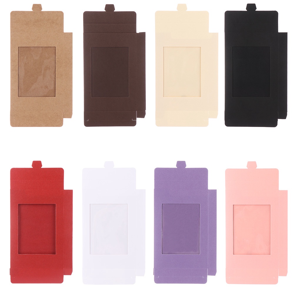 Hộp Giấy Kraft Kraft Nhiều Màu Sắc Có Cửa Sổ Trong Suốt Đựng Bánh Kẹo/ Kẹo/ Trang Sức/ Làm Đồ Thủ Công Cho Đám Cưới
