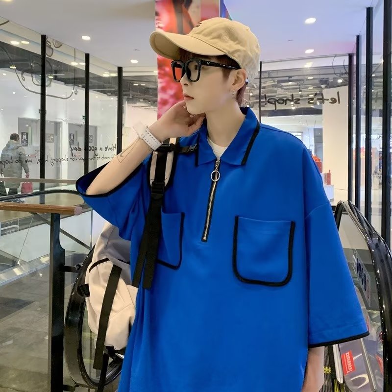 Áo polo Tay Ngắn Có Túi Thời Trang Phong Cách Hàn Quốc