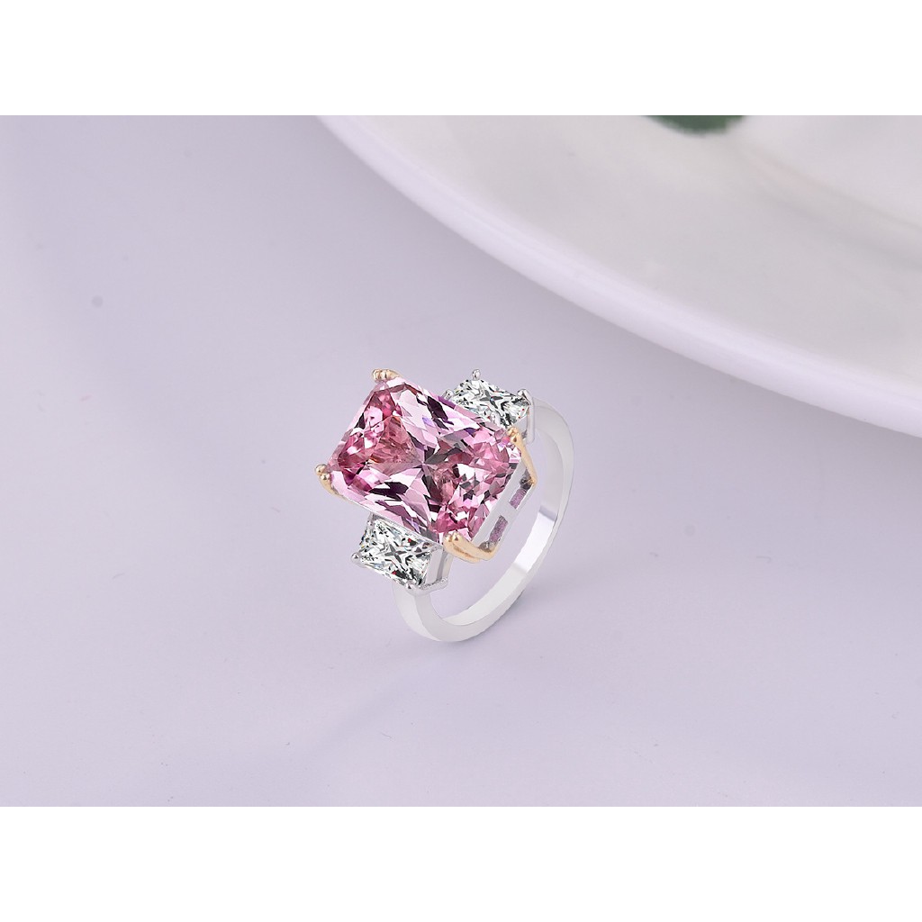 Nhẫn Đeo Tay Kim Loại Đính Đá Màu Hồng Xinh Xắn Cho Nữ