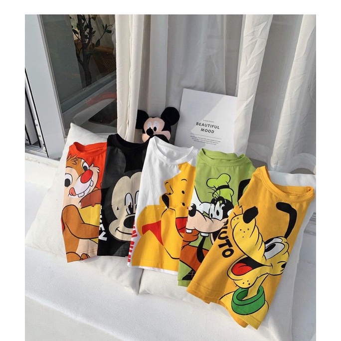 Áo cộc tay thun lạnh hoạt hình cho bé