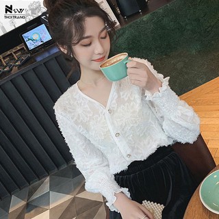 Áo kiểu voan tơ thêu nữ tính - new thoi trang