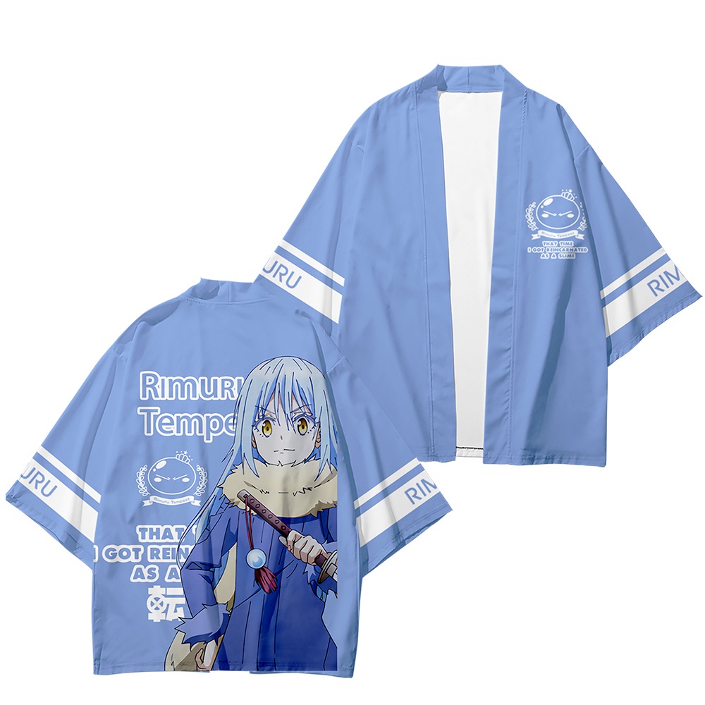 Áo khoác kimono ngắn tay in họa tiết Anime Yukata Haori Tensei Shitara Slime Datta Ken Rimuru Tempest