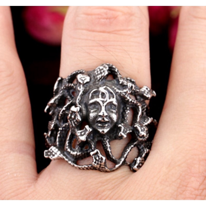 Nhẫn đeo tay mạ bạc khắc hình độc đáo vintage cho nữ