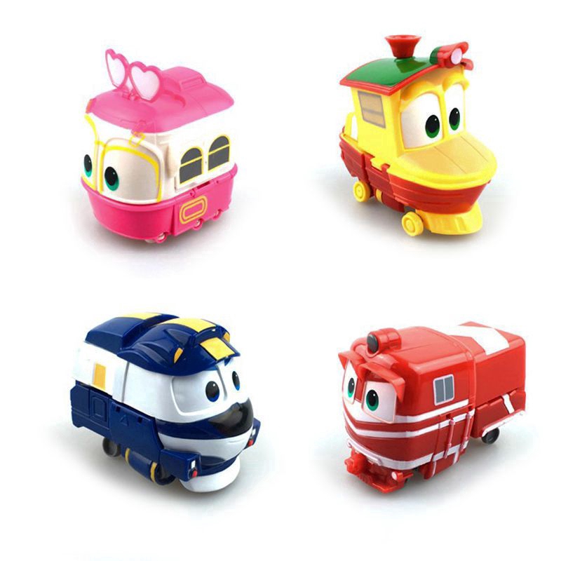 Robot Trains Transformation Anime Figures PVC RT Kay Alf Duck Selly Train Car Robot Toys Kids Gift