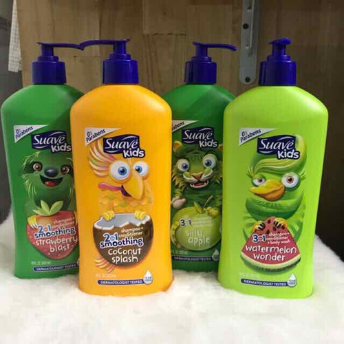 Sữa Tắm Gội Xả 3in1 & 2in1 Suave Kids 532ml Chai Vòi Nhí
