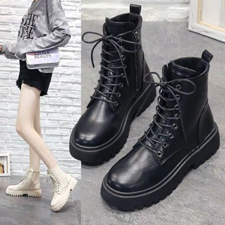 (💕Sẵn nhiều size - Xả kho) Bốt da cổ cao nữ buộc dây trẻ trung đế cao 5cm | Boots