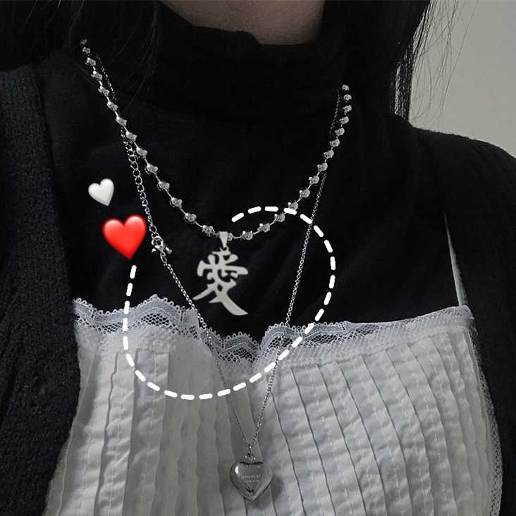 13999Korean version of INS tide people retro text necklace gadgets Harajuku dark wind wild couple models