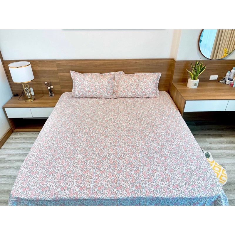 Set Ga Và 2 Vỏ Gối Nằm Cotton Living Hoạ Tiết Hoa Nhí Mềm Mát (12 mẫu -shinbedding)