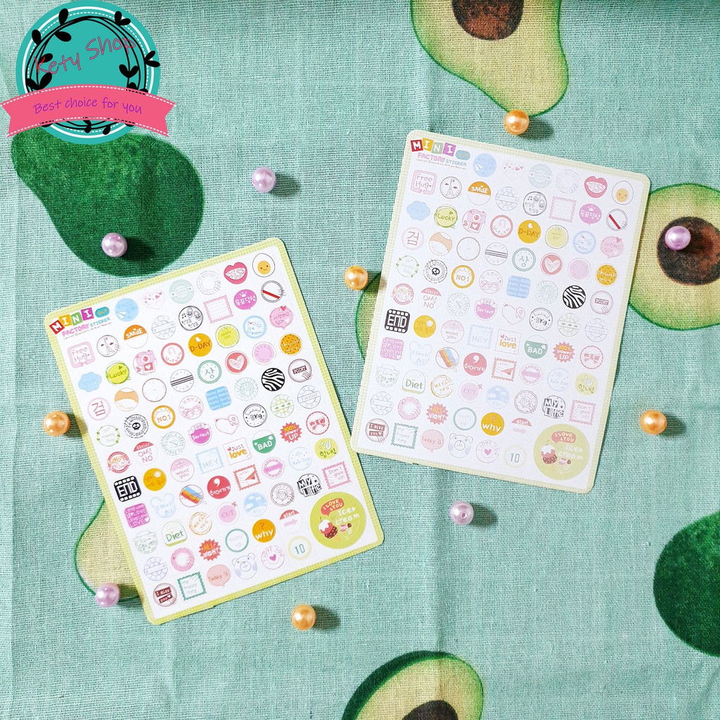 Set 2 tấm sticker chủ đề I love you ice cream trang trí sổ tay, bullet journal