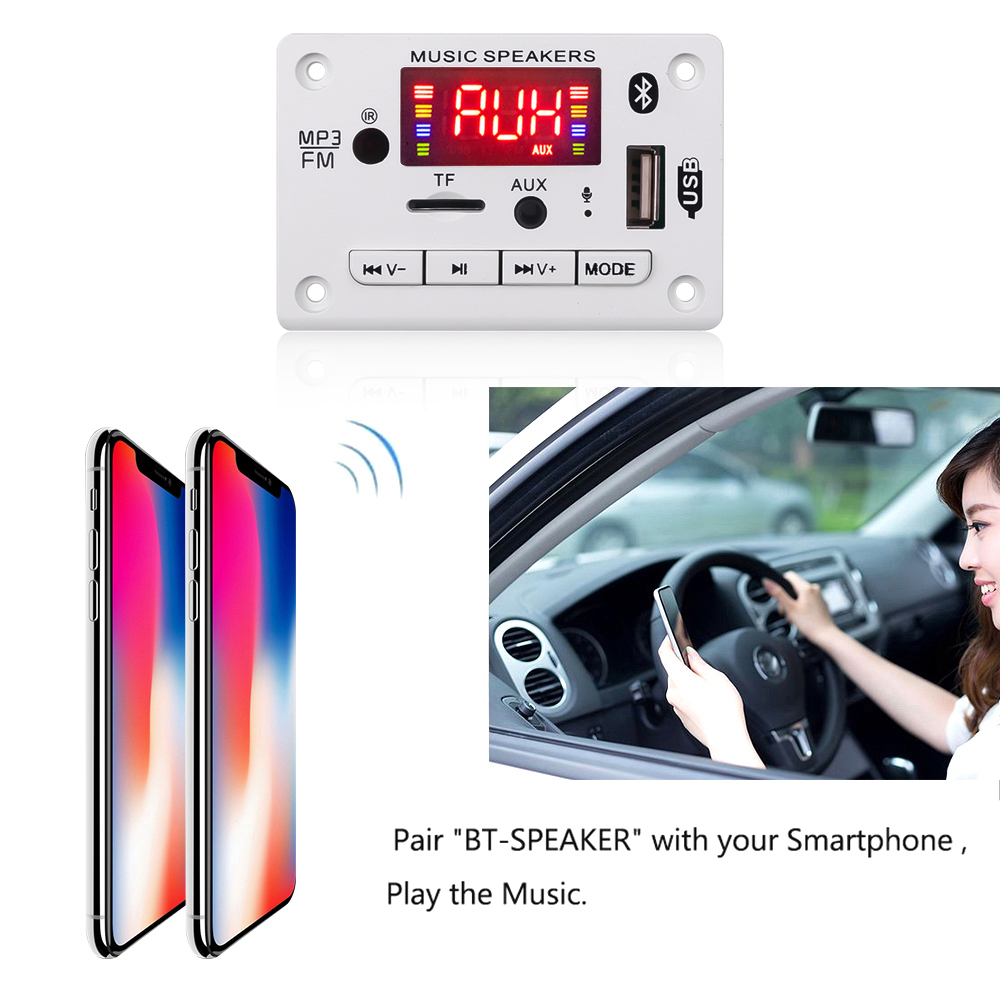 Wireless Decoding Board DC 5V 12V Bluetooth 5.0 MP3 Player Color Screen Module Car Kit USB Radio TF FM With Remote Control