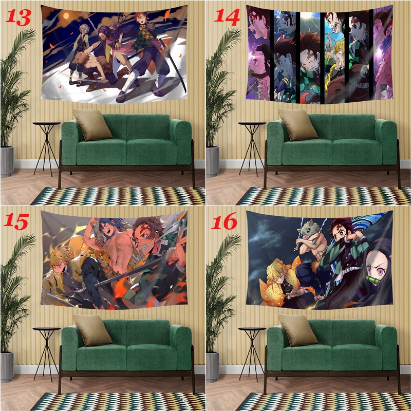 Thảm Treo Tường Trang Trí In Hình Anime Demon Slayer Chất Liệu Polyester