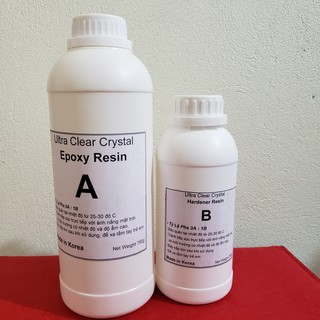 Keo AB Epoxy Resin 3:1 Hàn Quốc tự tan bọt sau 20 phút pha, trong suốt , chịu nhiệt tốt, độ cứng cao