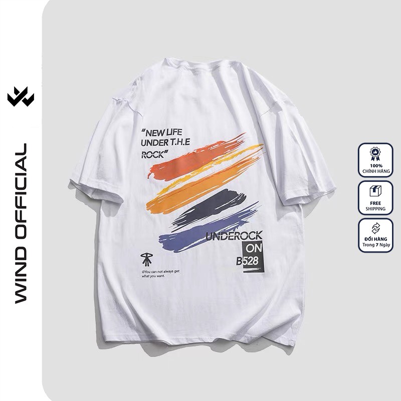 Áo thun tay lỡ WIND phông unisex form rộng B814 nam nữ cotton ulzzang oversize