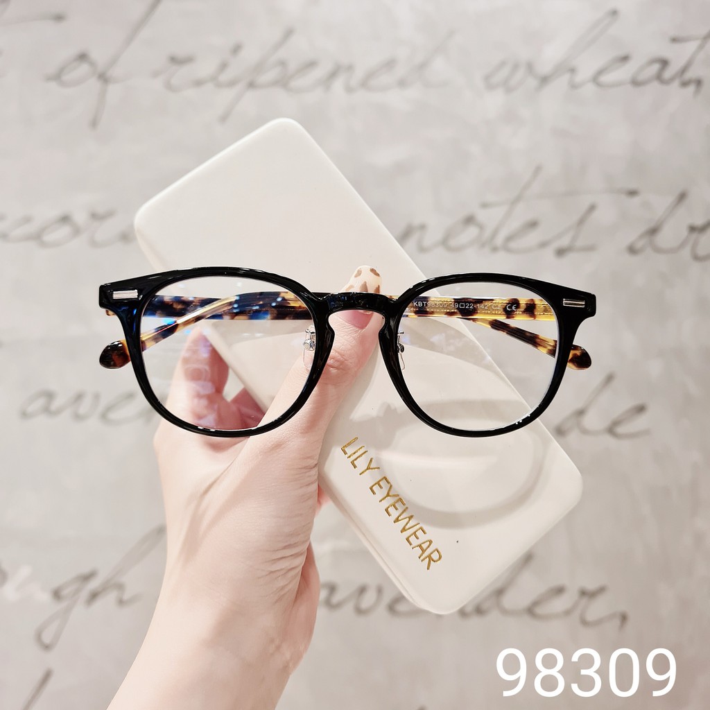 Gọng kính mắt nam nữ LILYEYEWEAR mắt tròn càng nhựa bọc kim loại chắc chắn dày dặn 98309 | BigBuy360 - bigbuy360.vn