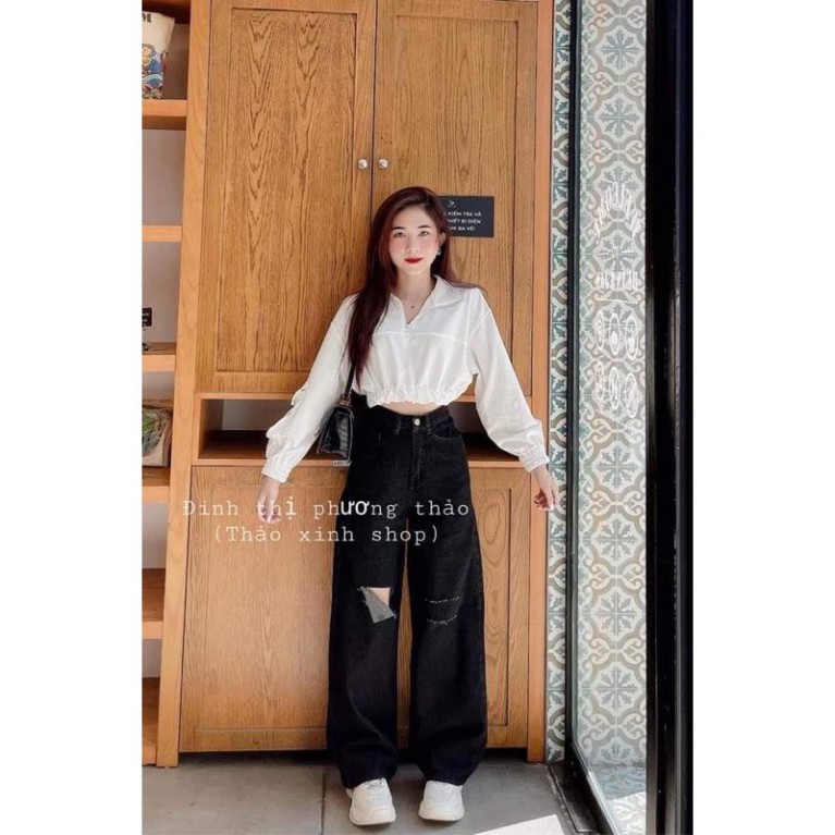 Quần rộng đen ba rách DH0321