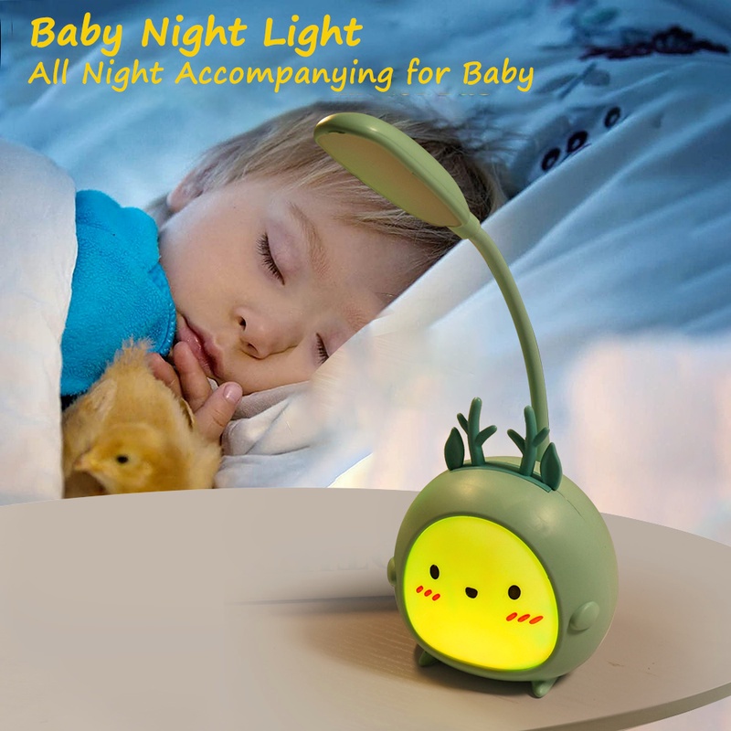Đèn LED Đọc Sách Để Bàn Dạng Gập Hình Hươu Hoạt Hình Sáng Tạo Dễ Thương Có Cổng Sạc USB