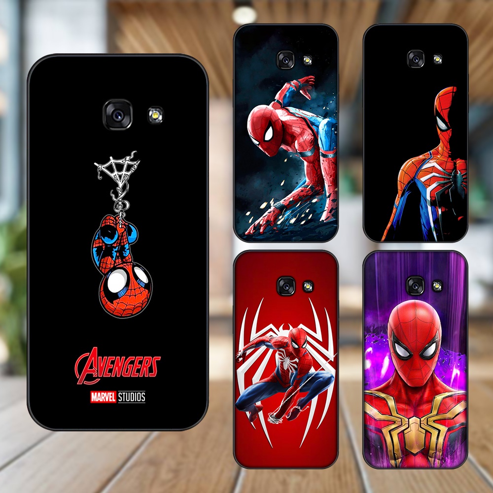 Ốp lưng Samsung A3 2017, A5 2017, A7 2017 viền đen in hình Spider Man Marvel Avengers