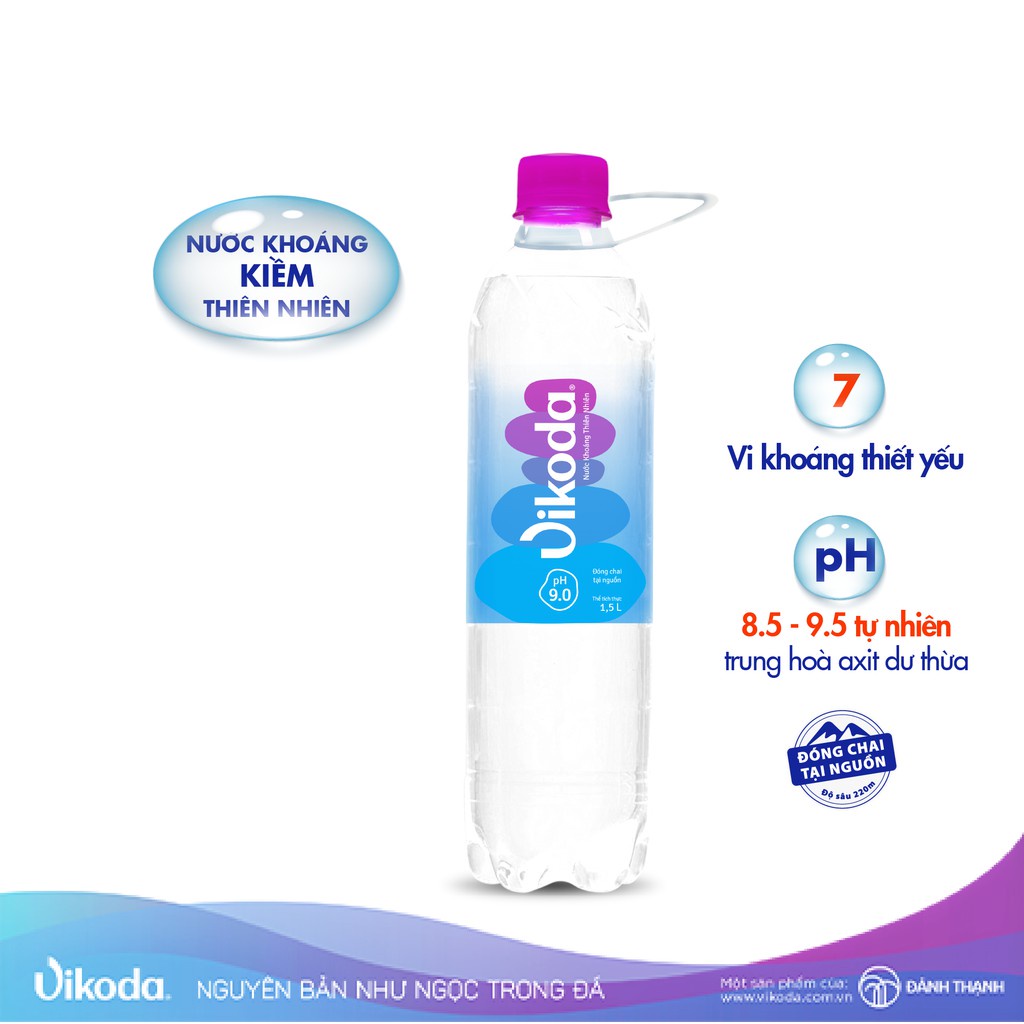 Nước khoáng Vikoda Đảnh Thạnh Thùng 12 Chai 1.5 Lít