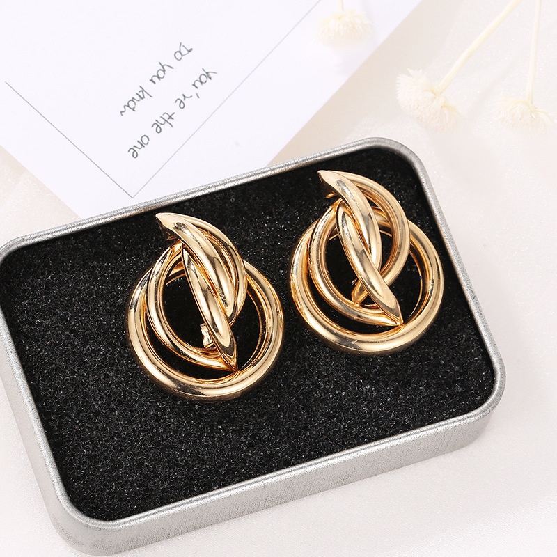 Bông Tai Hình Tròn Phong Cách Âu Mỹ Cổ Điển Thời Trang Sang Trọng Cho Nữ