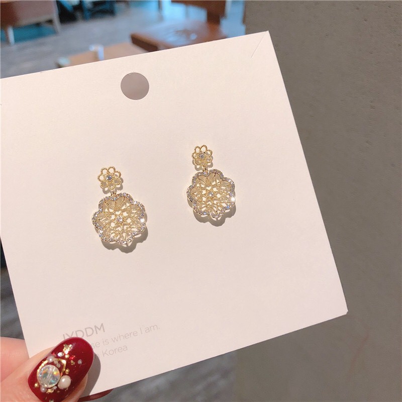 Bông Tai Nữ Bạc 925 Cao Cấp ERASHOP 074738 - Hoa Đá Sang Trọng, Dễ Thương, Phù Hợp Đi Tiệc, Đi Chơi, Siêu Rẻ Đẹp