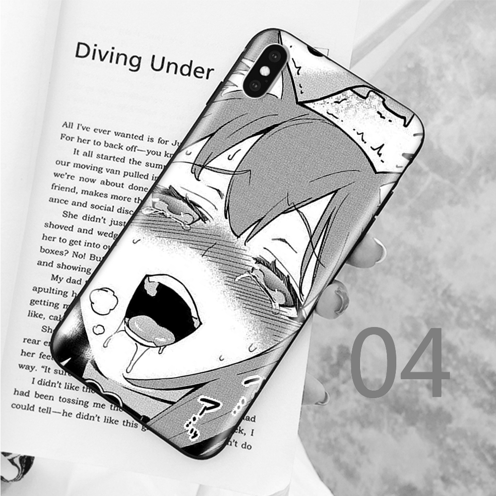 Ốp điện thoại silicon in hình anime ahegao thích hợp cho iphone 5 5s 6 6s plus 7 8 se x xr xs max