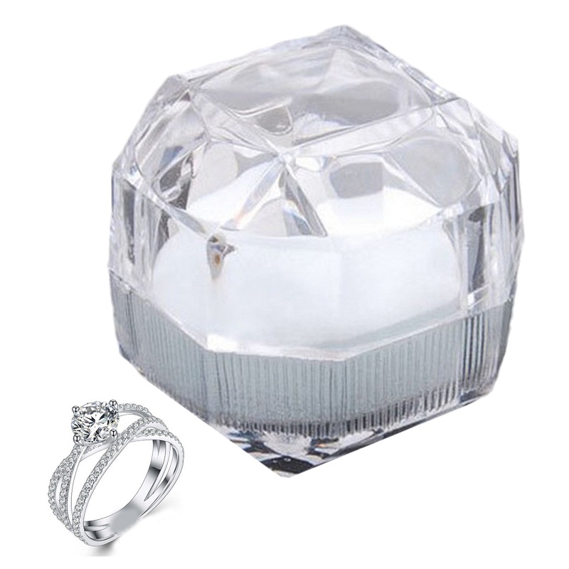 Hộp Đựng Nhẫn Hình Bát Giác Bằng Nhựa Trong Suốt
