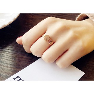 Set 3 nhẫn titan ghép thành cỏ 4 lá TT777 - Cam kết không đen