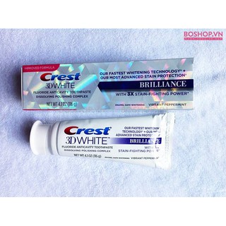 KDR - Kem Đánh Răng Crest 3D White Fluoride Anticavity Toothpaste Brilliance 116gr
