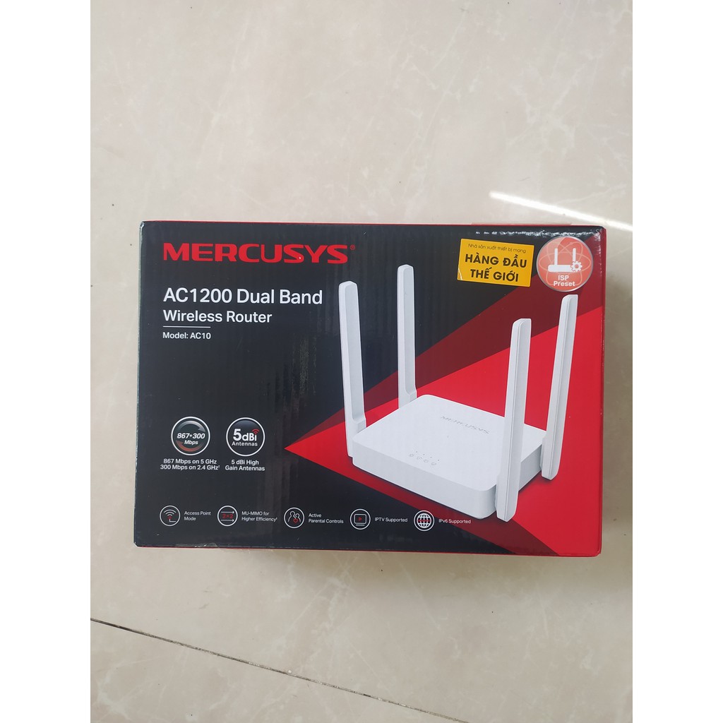 Modem Wifi 5G Băng Tần Kép Chuẩn AC1200 Mercusys AC10 - Cục thu phát wifi 5ghz- Router wifi 2 băng tần AC