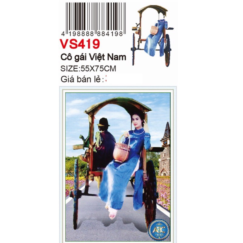 Tranh đính đá Cô Gái Việt VS419 (55x75) chưa đính