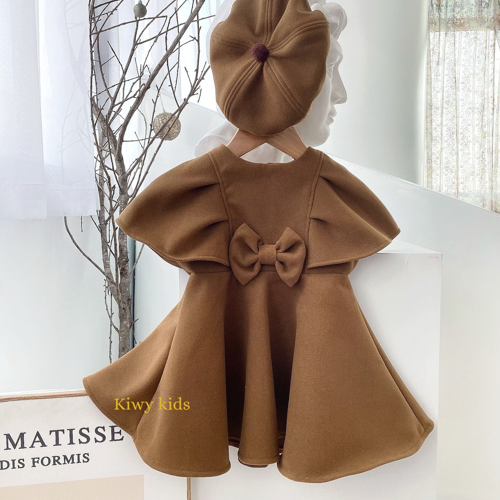 Váy dạ kèm mũ nồi KIWY KIDS dáng xoè phòng cách quý cô PARIS Kids05 cho bé gái từ 0 đến 12 tháng