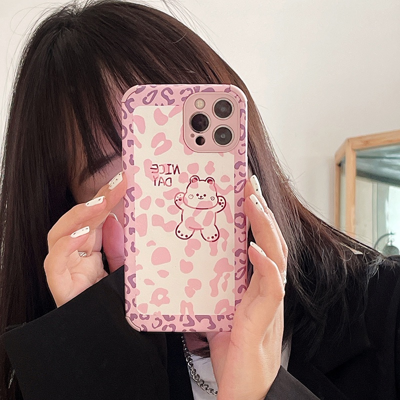 Ốp điện thoại TPU họa tiết gấu màu hồng cho iPhone 11 Pro Max X Xr Xs Max 7 8 Plus Se 2020 12 pro max 12 mini | BigBuy360 - bigbuy360.vn