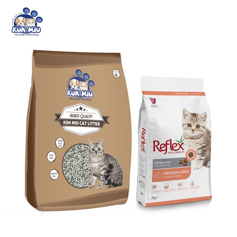 Combo Cà phê 8l + Reflex Kitten 2kg vị thịt gà và gạo