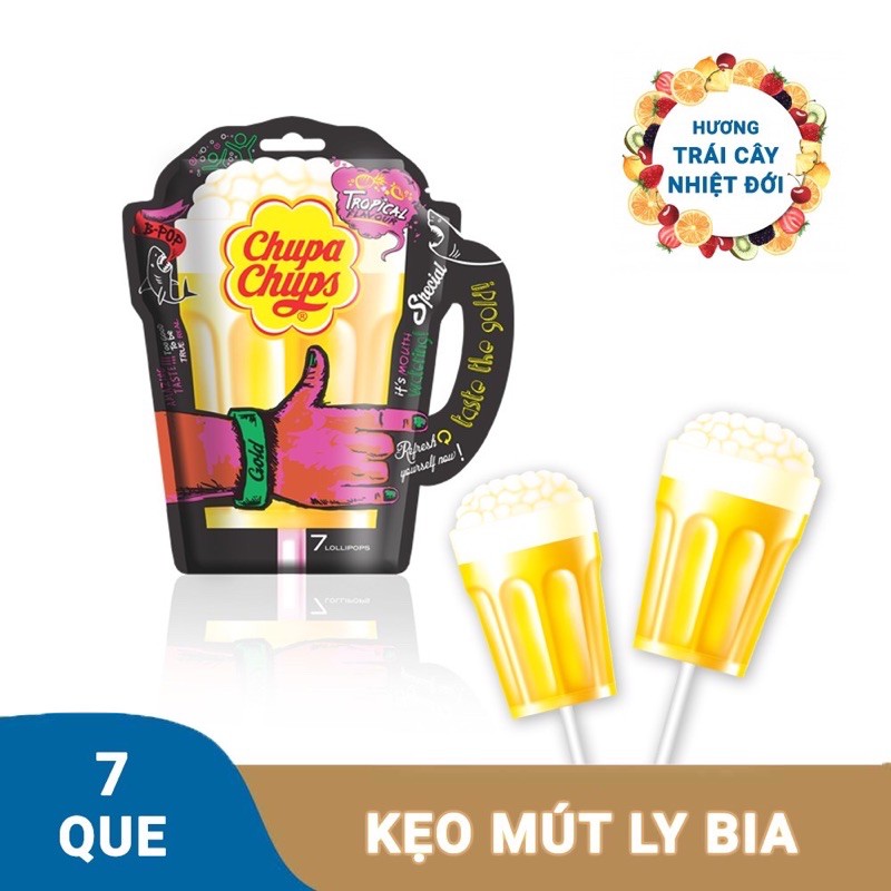 Combo 2 Kẹo Mút Chupa Chups Ly Bia Hương Trái Cây Nhiệt Đới (14 Que)